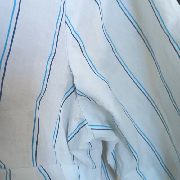 Vintage Womens Large Shift Dress NPC Fashions White & Blue Striped Shirt 1960's - Picture 3 of 7